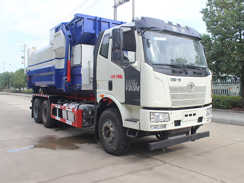 解放后八輪SCS5252ZXXCA6車廂可卸式垃圾車